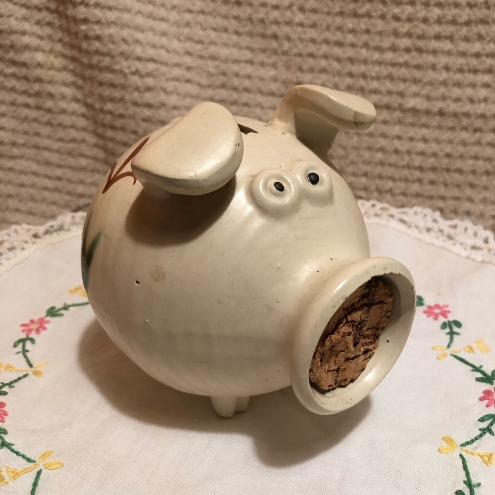 10462 Vintage Pottery Piggy Pig Coin Bank Price Products Pottery PIG CORK NOSE